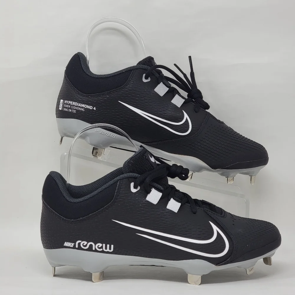 Nike Hyperdiamond 4 Pro Metal Softball Cleats Black CZ5920-010 Womens Size 8 New